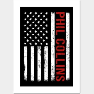 Graphic Phil Collins Proud Name US American Flag Birthday Gift Posters and Art